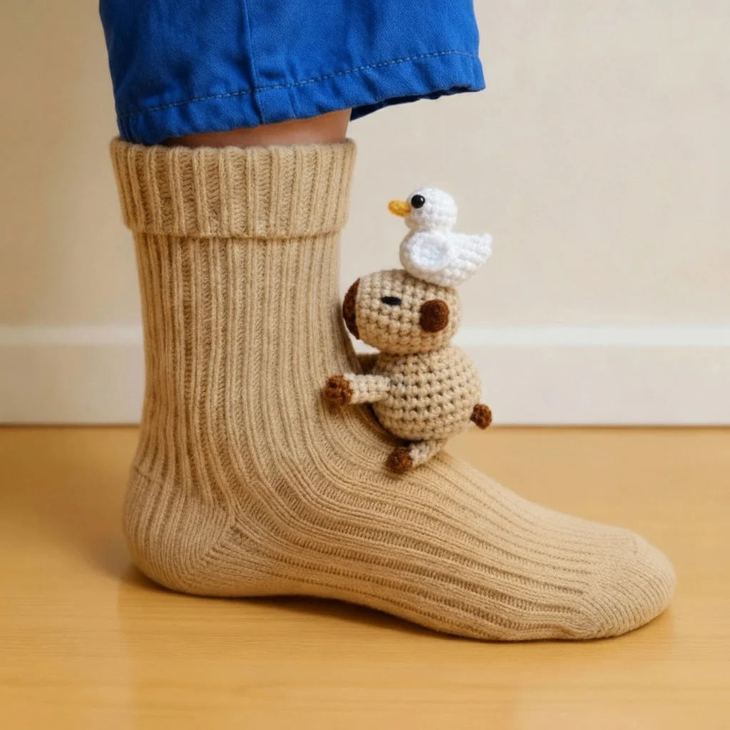 Plush Crochet Animal Cute Animal Socks